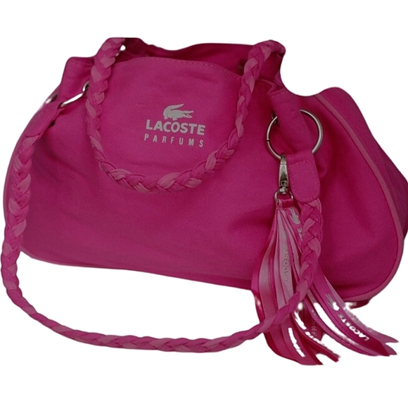 Lacoste Vintage Parfums Cosmetic Purse Braided Handle Tote Pink Bag Med… - Picture 2 of 9